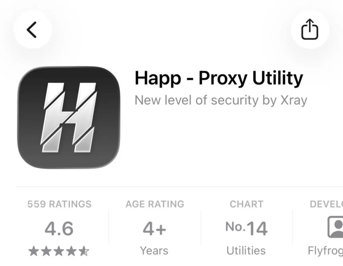 Apple убрала из российского сегмента App Store приложение Happ — Proxy Utility Plus; при переходе по ссылке пользователи в РФ видят сообщение о недоступности в регионе.