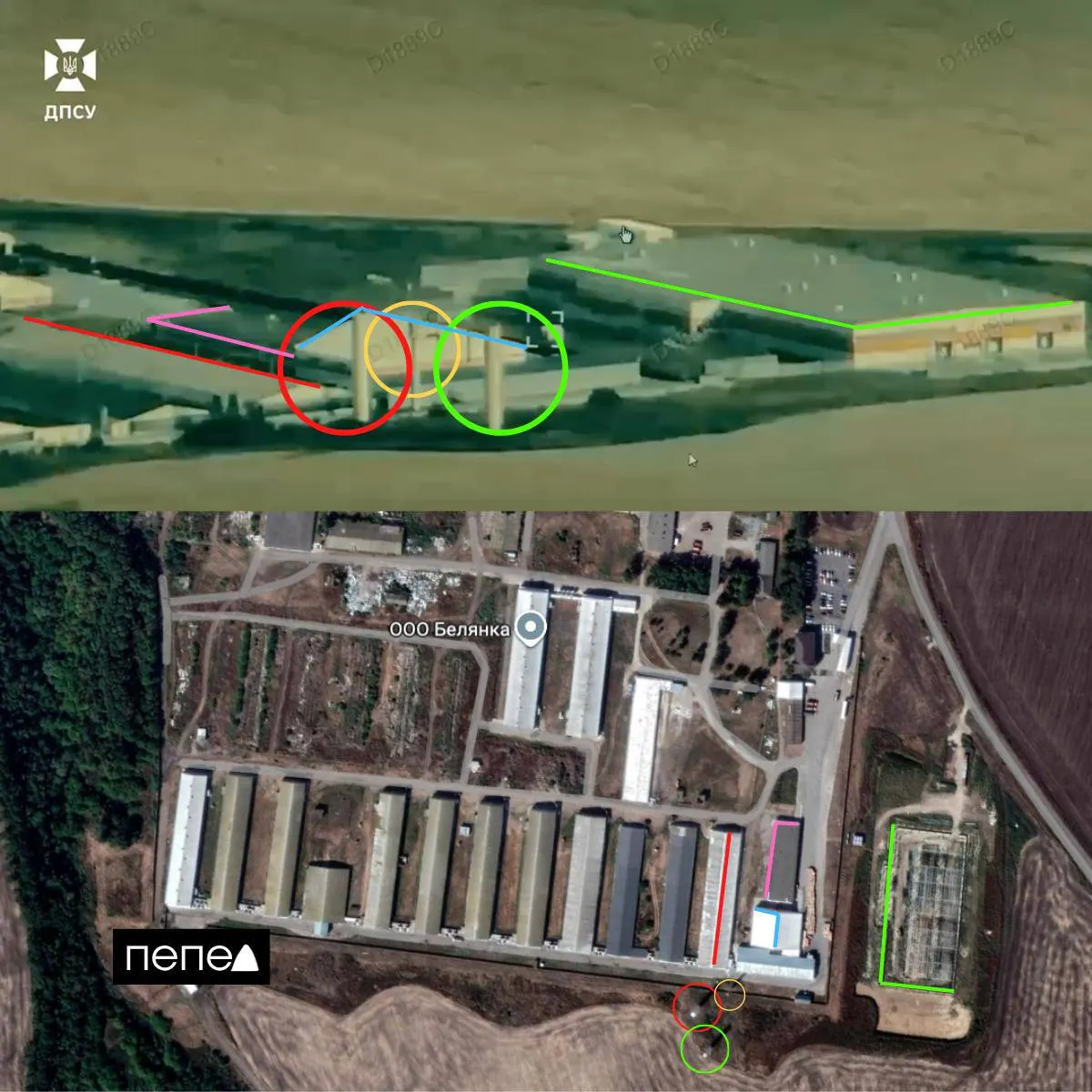 Беспилотник поразил склад птицефабрики в селе Белянка Шебекинского округа; пограничная служба Украины объяснила причину удара, геолокация подтверждает место поражения.