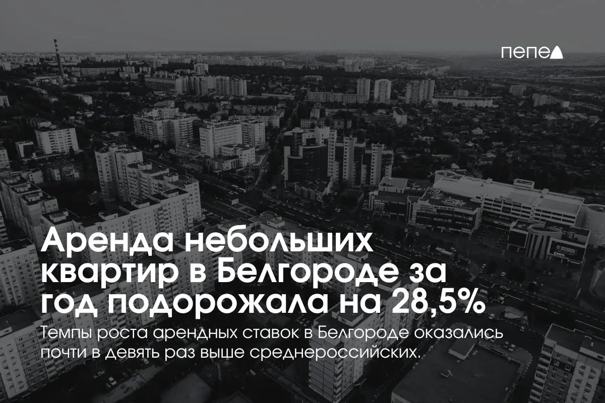 За 2025 год средняя аренда квартир до 32 м² в Белгороде выросла на 28,5% — до 20,3 тыс. руб., что значительно превышает среднероссийский рост в 3,2%.