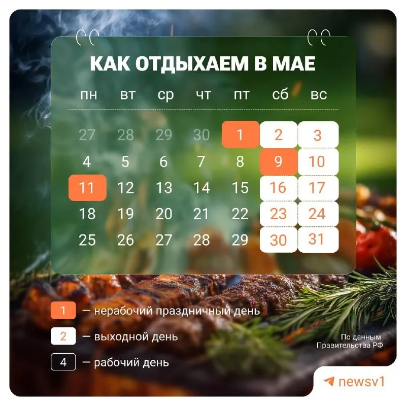 С 9 по 11 мая в России установлены официальные выходные, посвящённые празднованию Дня Победы.