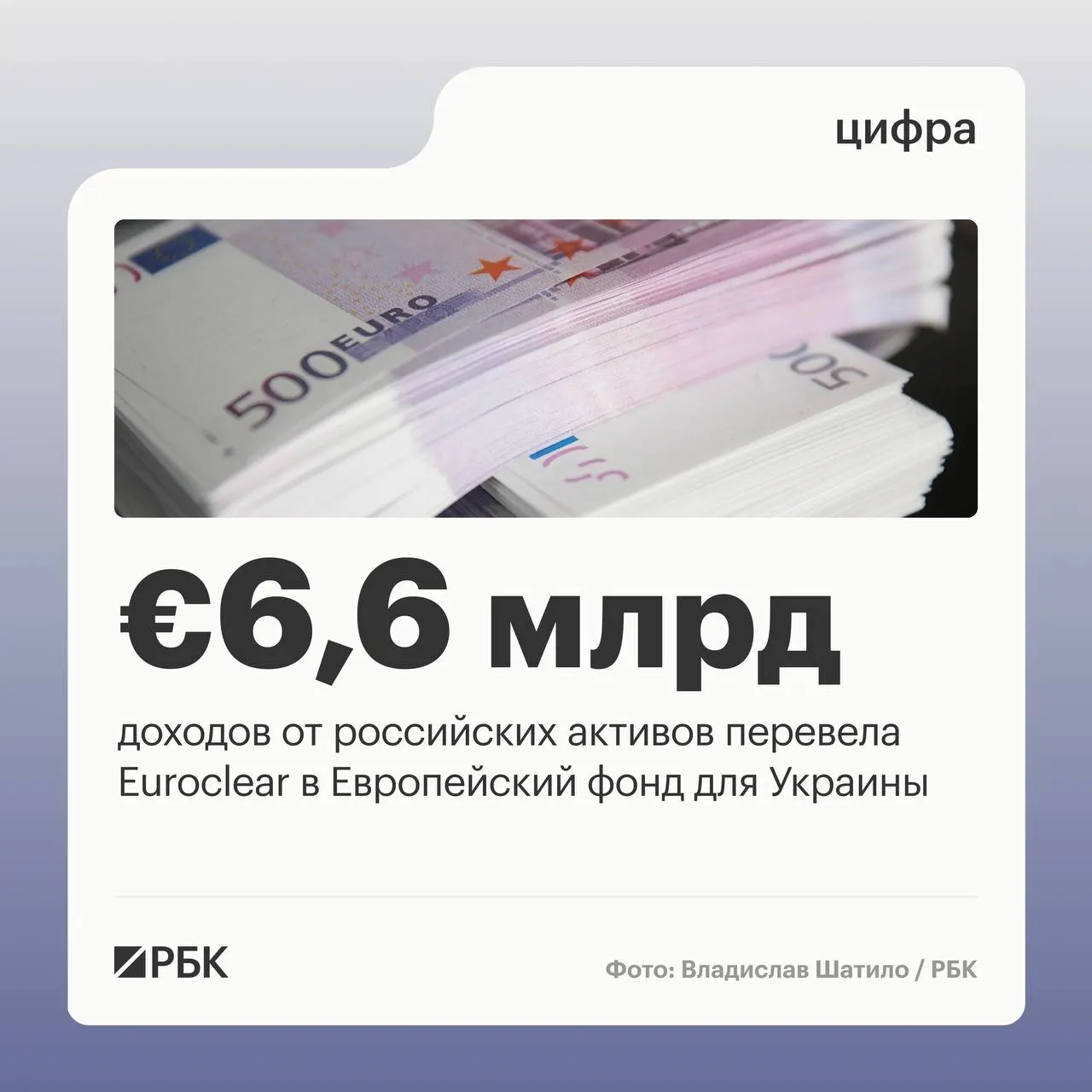 Euroclear перечислил Киеву €6,6 млрд доходов от российских активов. Следующий платёж в размере €1,4 млрд ожидается в июле 2026 года. В I квартале 2026 года процентный доход от замороженных активов составил €1,1 млрд, что на 23% меньше показателя за тот же период 2025 года; €744 млн были зарезервированы для фонда поддержки Украины.