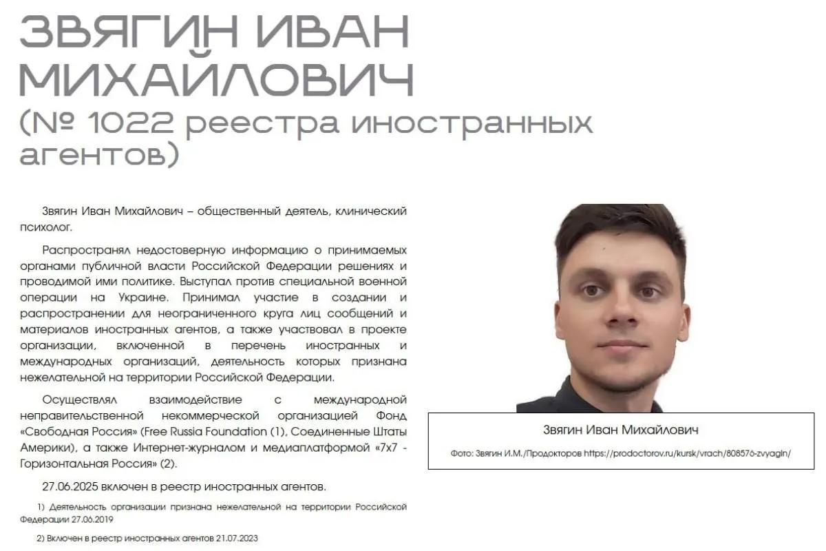 Иван Звягин обратился в суд с иском к Министерству юстиции: он считает, что публичная классификация на сайте ведомства нарушает его права и дискриминирует по профессиональному признаку.