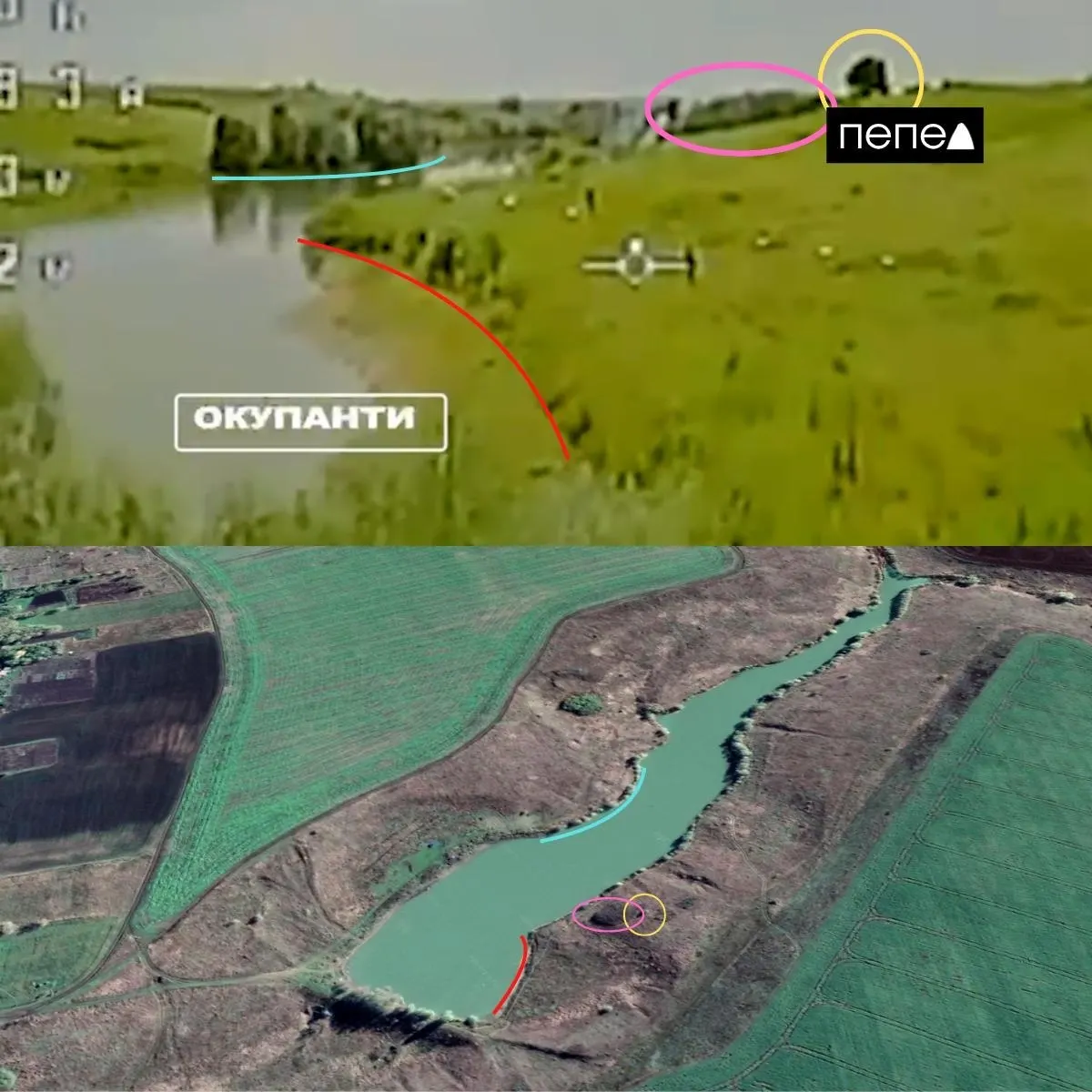 Зафиксирована атака беспилотника на российские войска в Волоконовском округе Белгородской области; опубликовано видео, на котором военнослужащие пытаются сбить дрон у водоёма возле Коновалово.