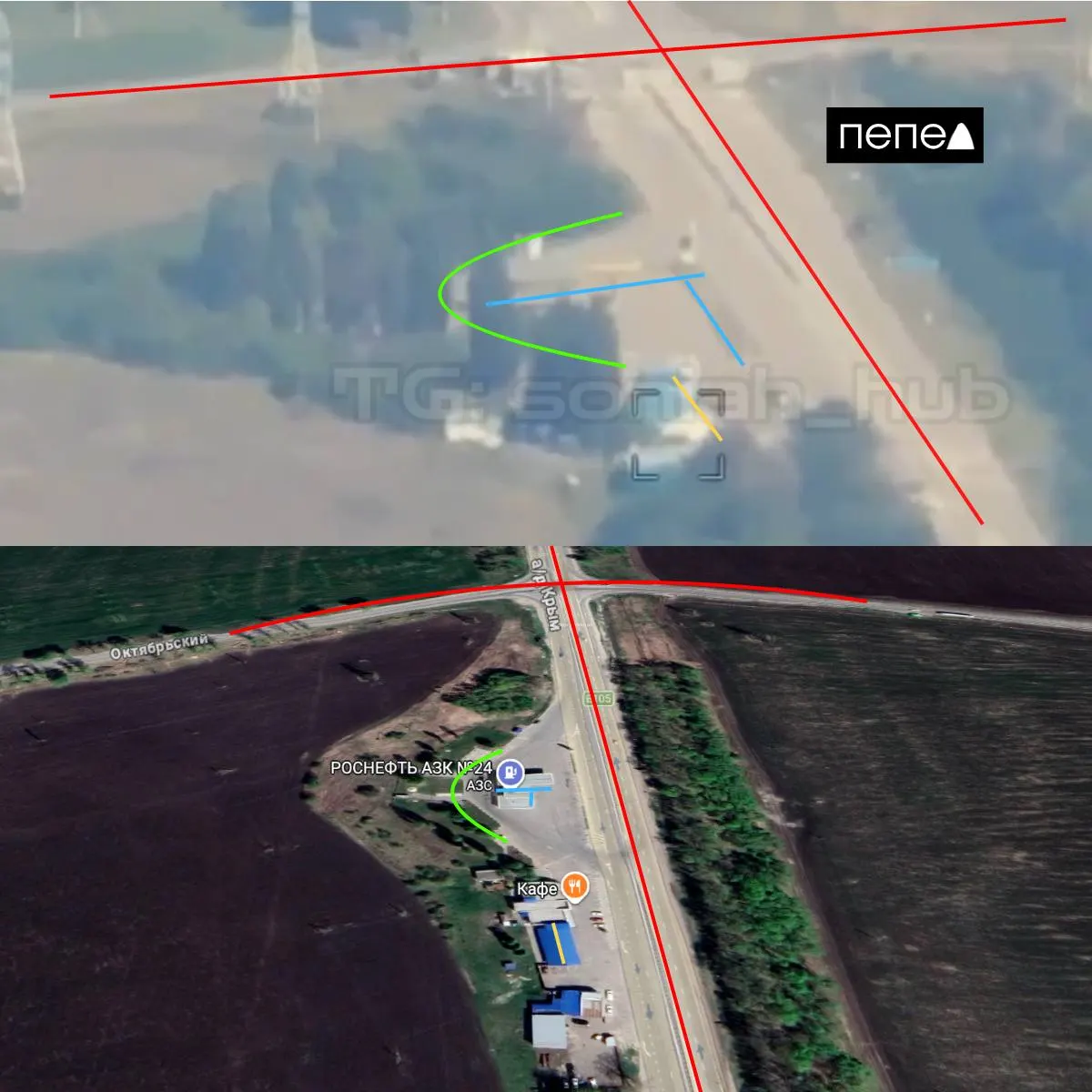 В Белгородской области произошёл авиаудар по месту размещения волонтёров возле кафе «Алла» на въезде в посёлок Октябрьский. Погибли двое волонтёров; место атаки подтверждается геолокационными данными.