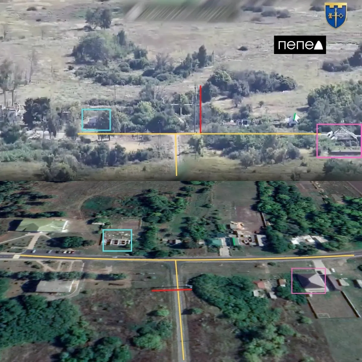 Во время праздника независимости силы ВСУ разместили украинский флаг на вышке сотовой связи в селе Козинка Грайворонского района Белгородской области.