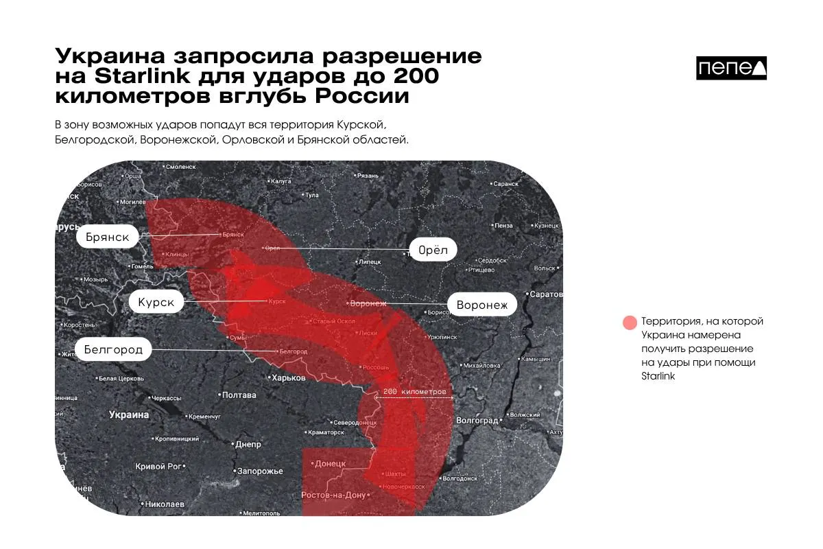 Киев стремится применить спутниковый сервис Starlink для нанесения ударов по территории России вблизи границы, включая несколько регионов.